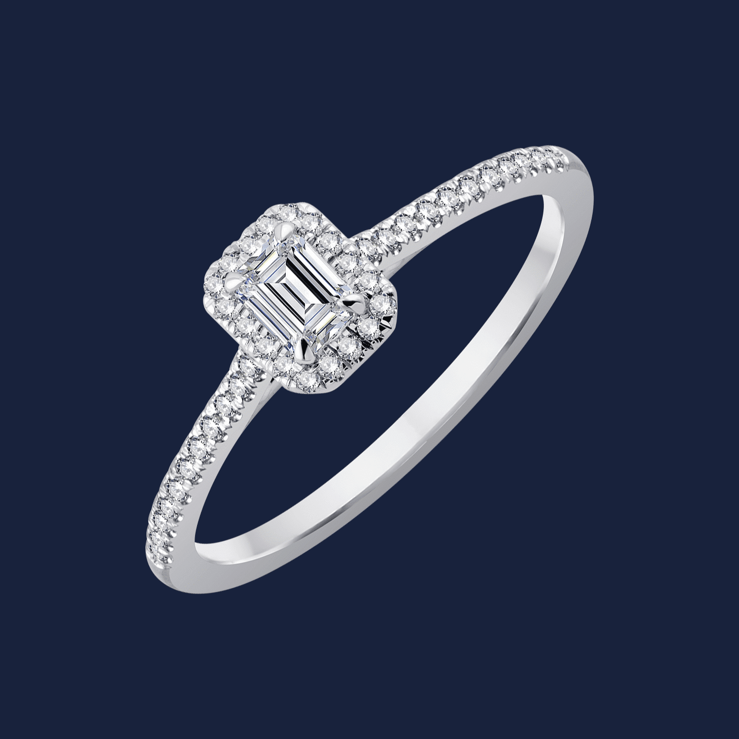 Micro Cathedral Halo Emerald Ring