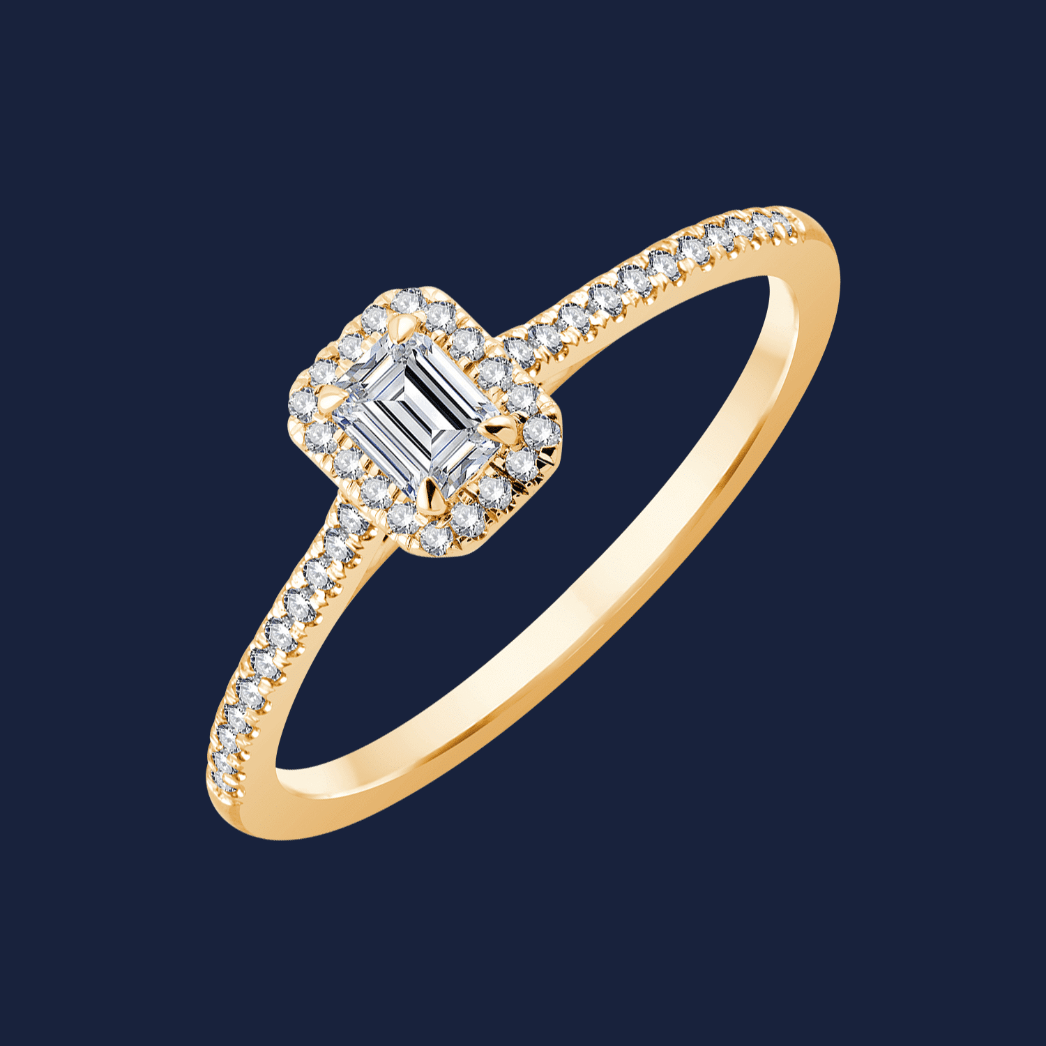 Micro Cathedral Halo Emerald Ring