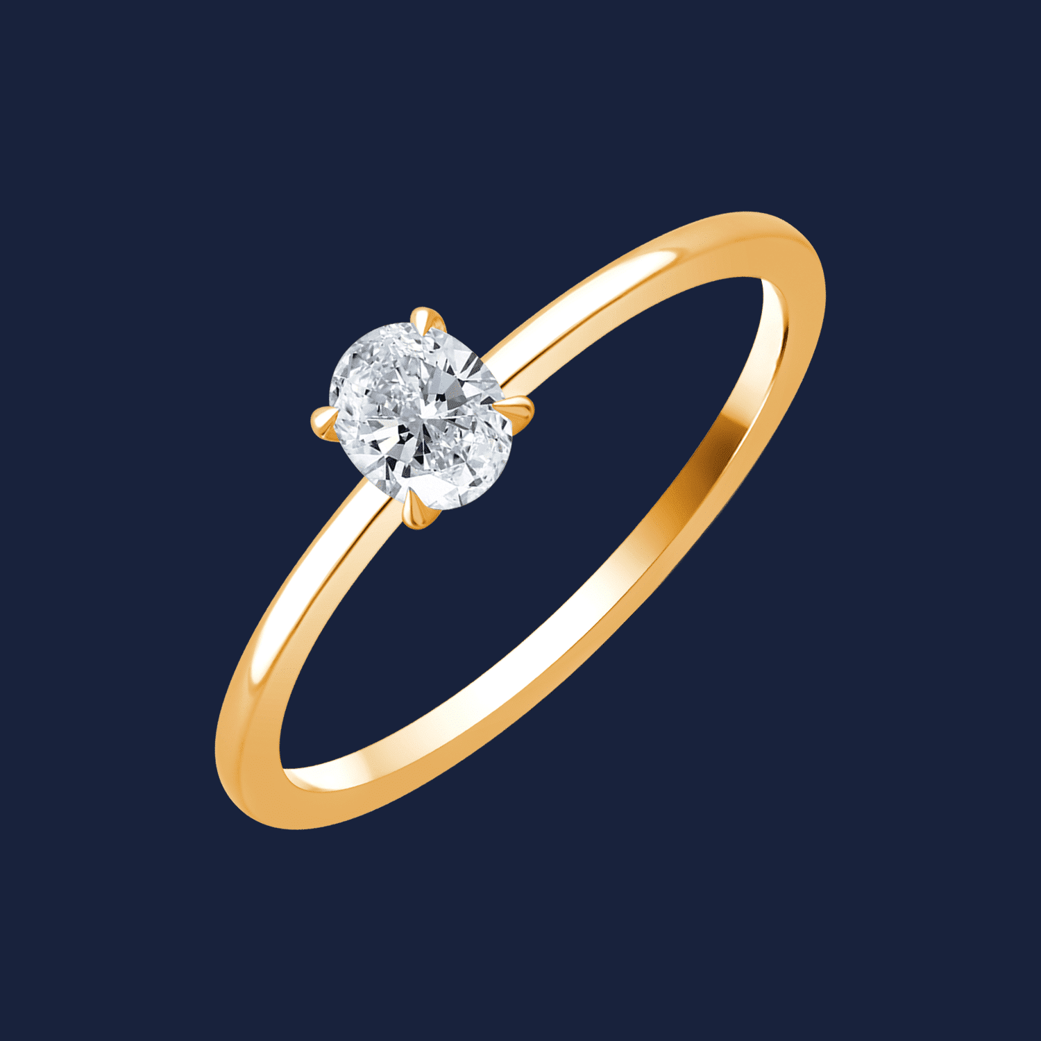 Nobler Ring in Gelbgold mit natürlichem Diamant im Ovalschliff