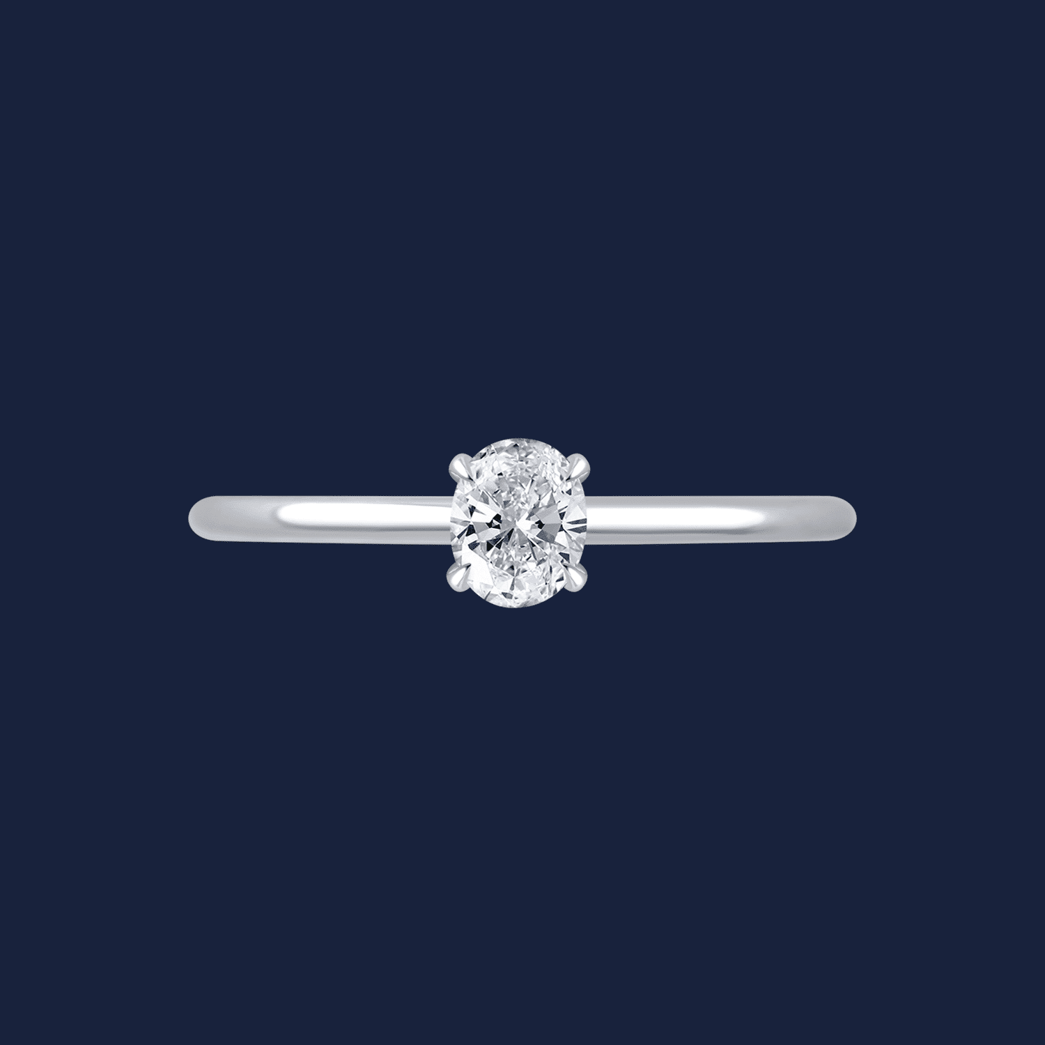 Ring in Weiß mit natürlichem Diamant im Ovalschliff von oben