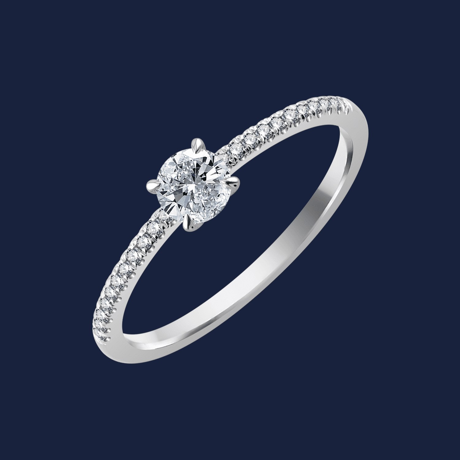 Micro Hava-Ring mit rundem Diamant in Weißgold