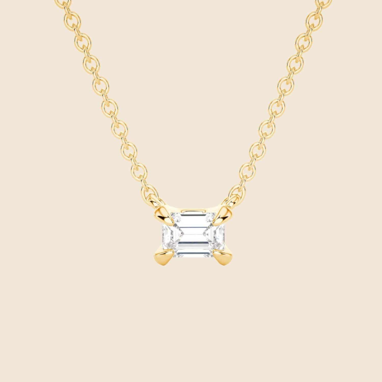 Lab-Grown Emerald Diamond Necklace Gold