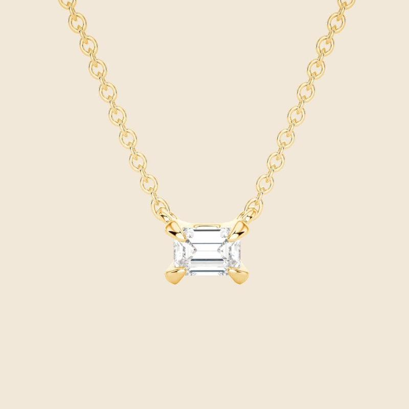 Lab-Grown Emerald Diamond Necklace Gold