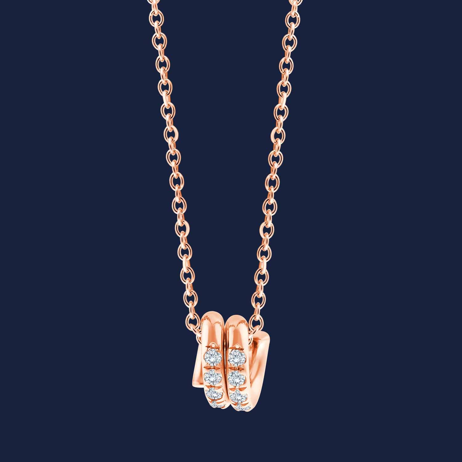 Helix Kette in Rosé mit einem Diamantenanhänger