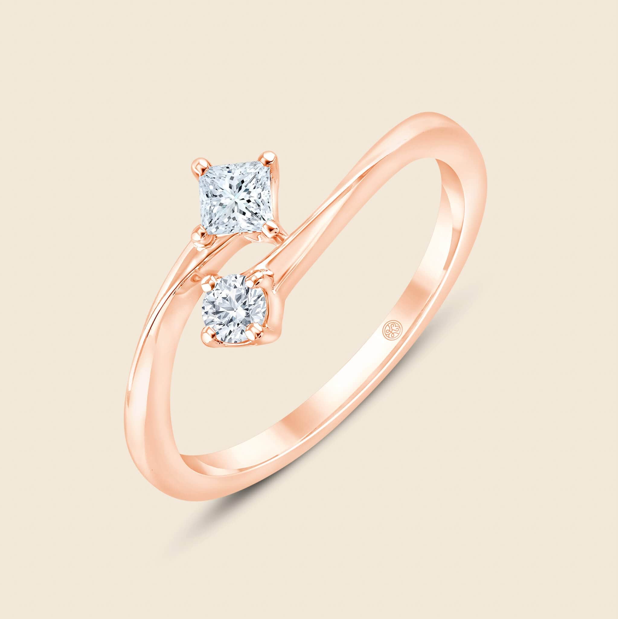 raffiniert verarbeiteter Diamantring in 14k Roségold