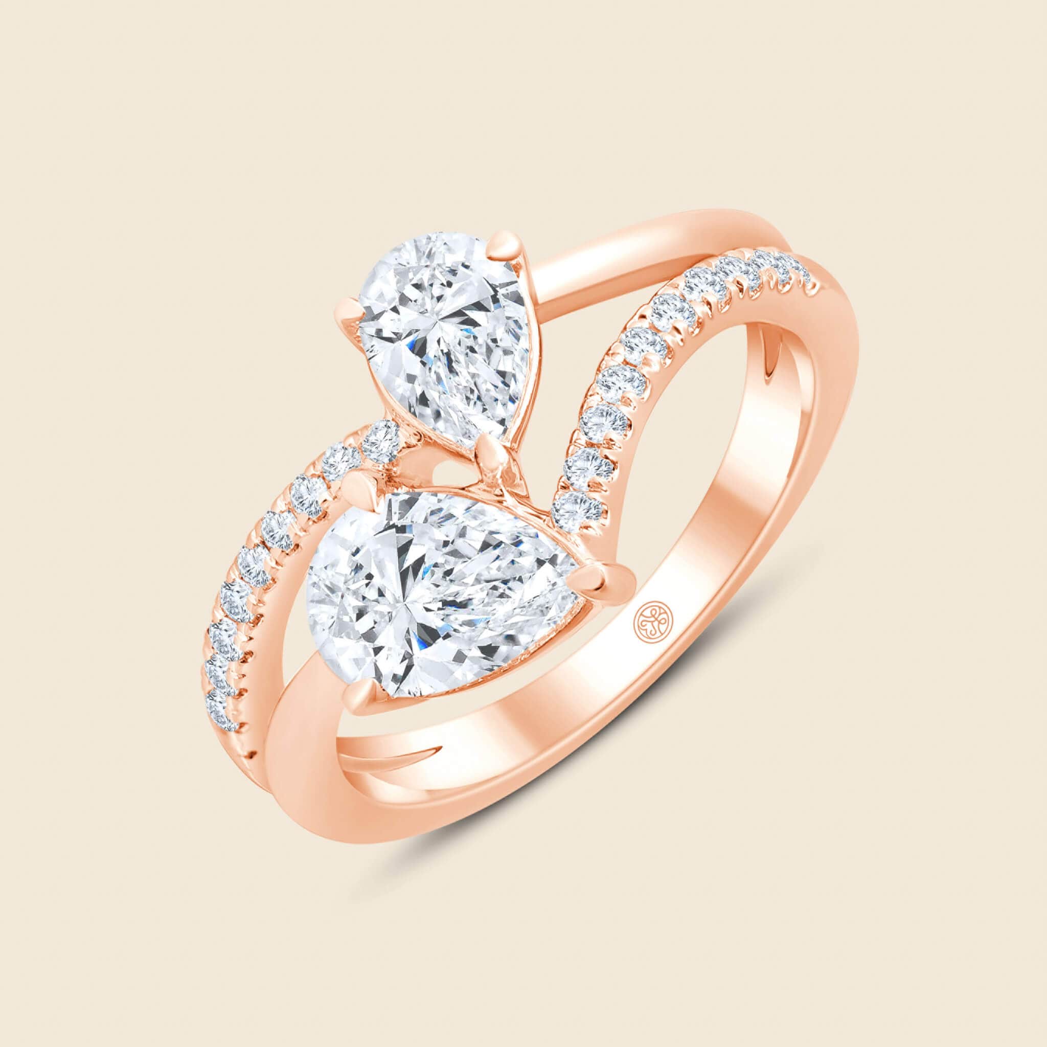 Diamantenring im Birnenschliffdesign in 14k Roségold