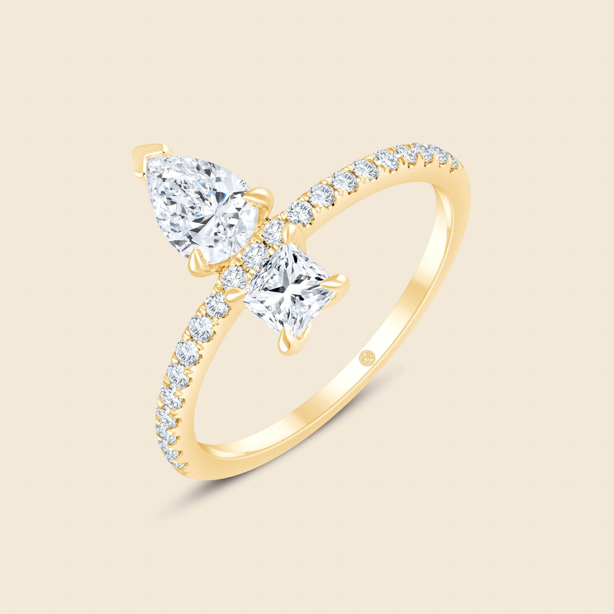 Toi et Moi Pear Ring in 14k Gelbgold