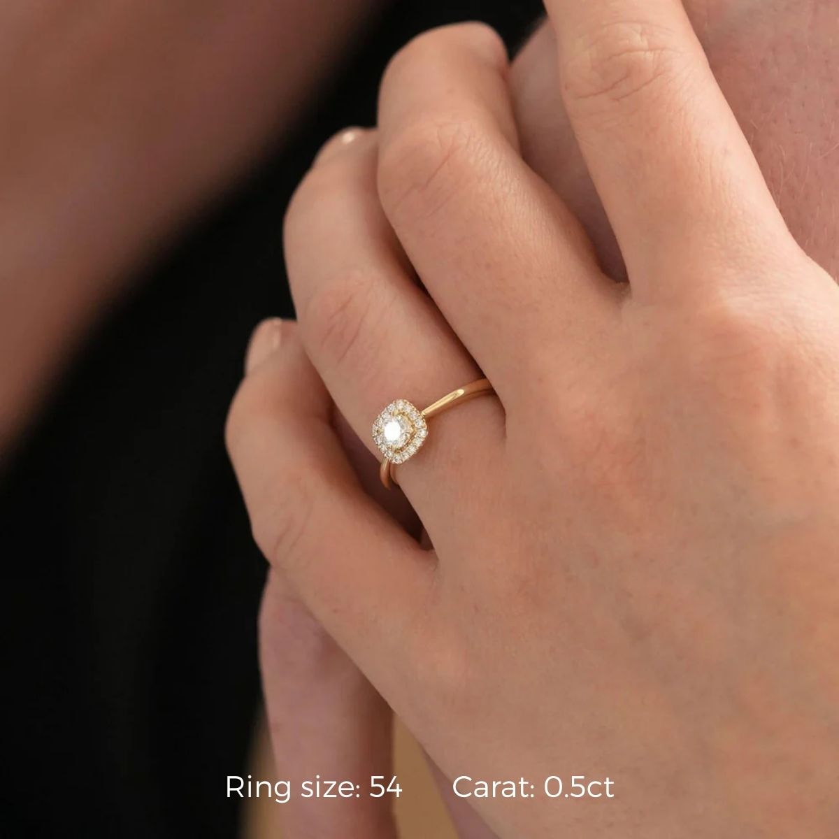 Hyacinth Cushion Halo Pinched Ring