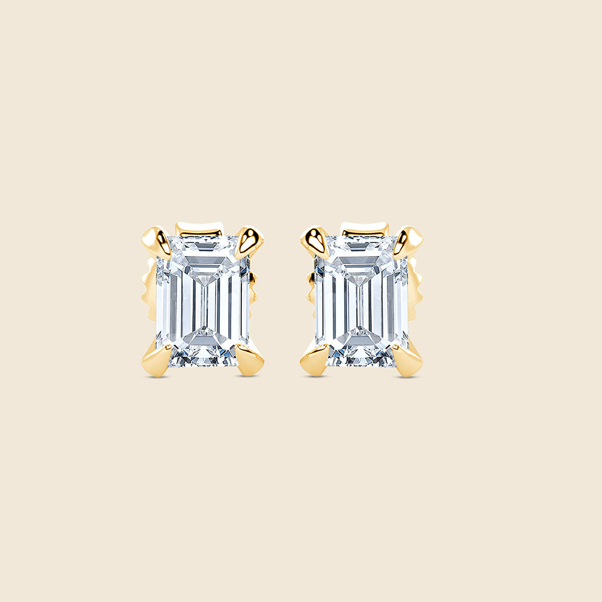 Gold Studs mit Emerald-Schliff Diamant