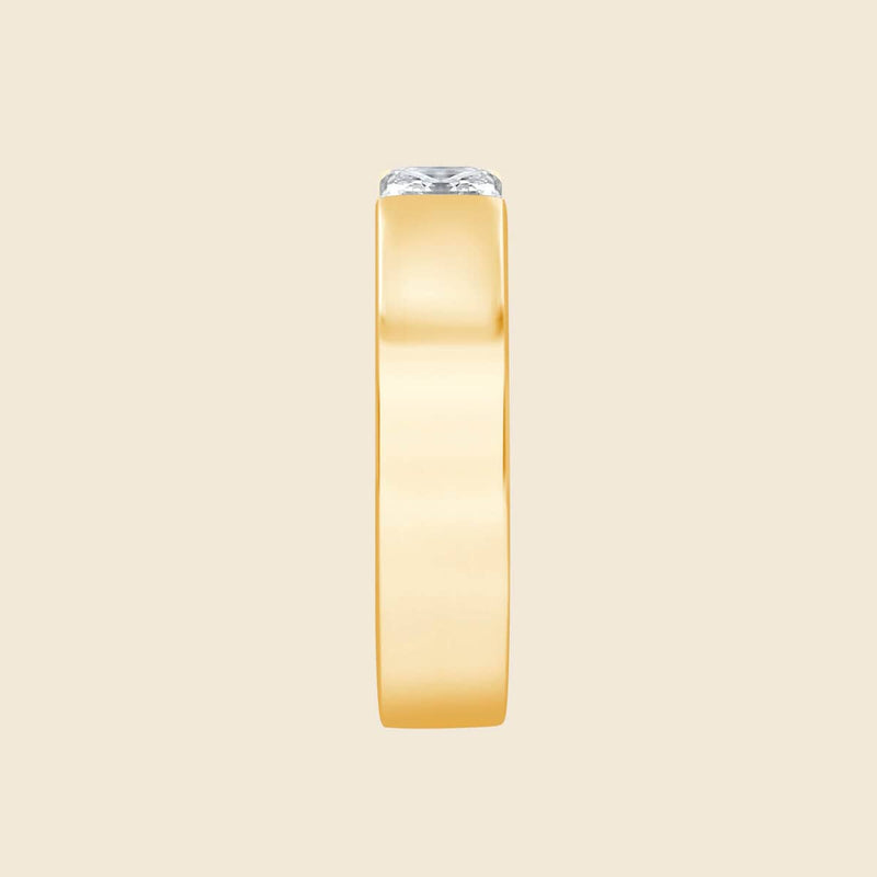 Gelbgoldener Ring mit Lab-Diamant im Asscher-Schliff von der Seite