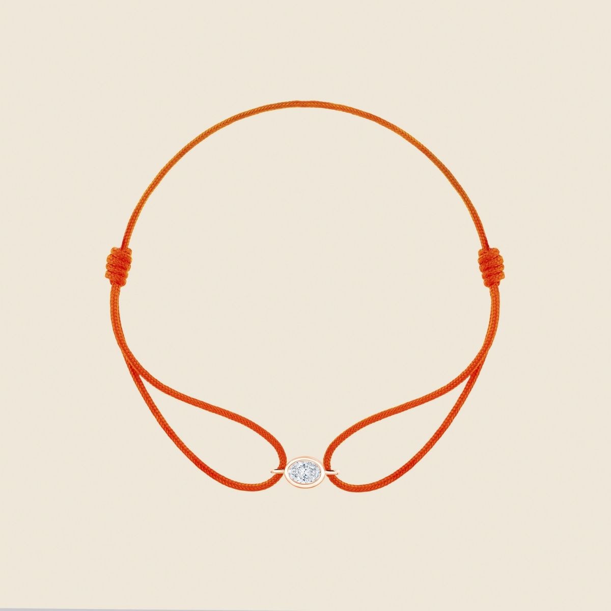orangenes Kordarmband mit ovalem Lab Diamanten in Rosé Fassung