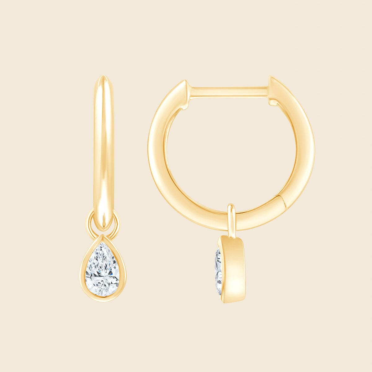 Ohrring in Gold mit Lab Diamanten in Birnenschliff