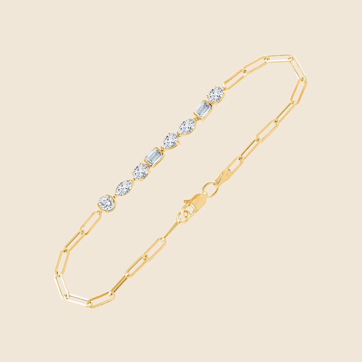 Goldkettenarmband mit Lab Diamanten in unterschiedlichen Schliffen