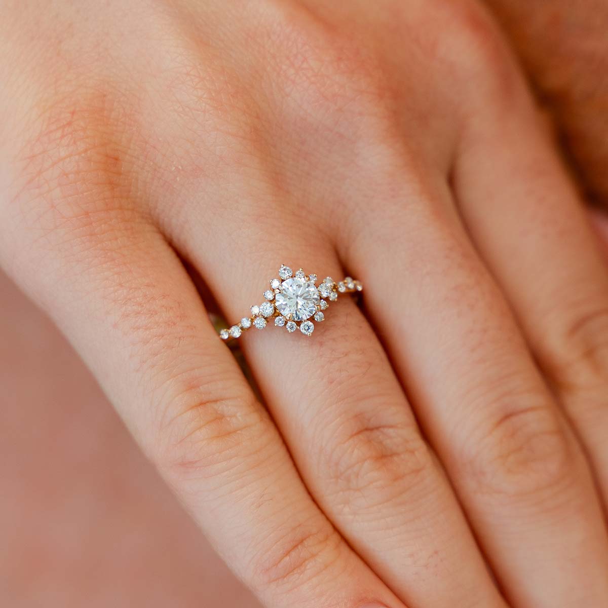 Round Halo Thistle Ring