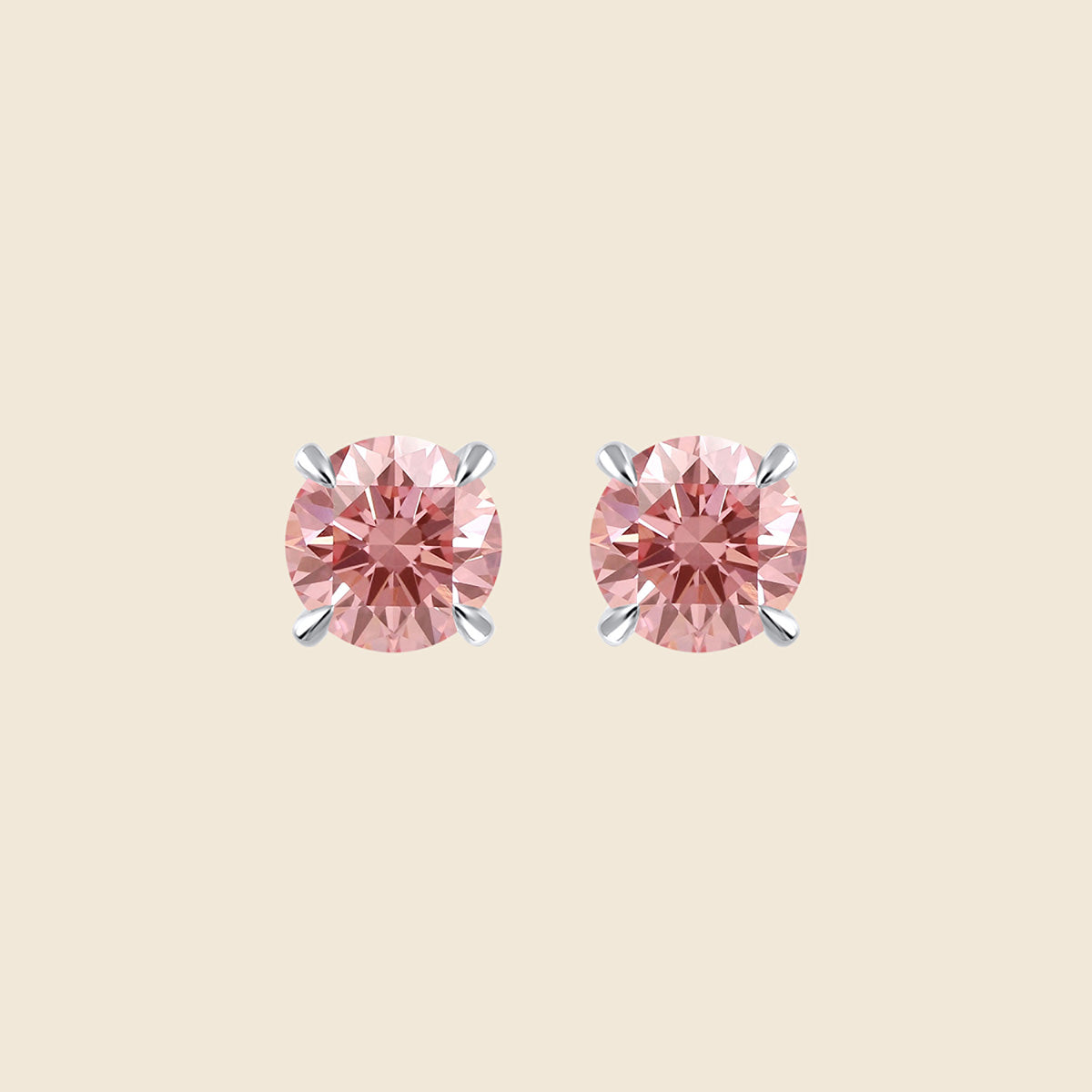 Weißgoldene Stecker mit pinken Lab-Diamanten