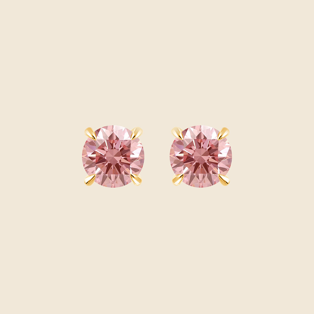 Pinke Diamantohrringe in Gelbgold