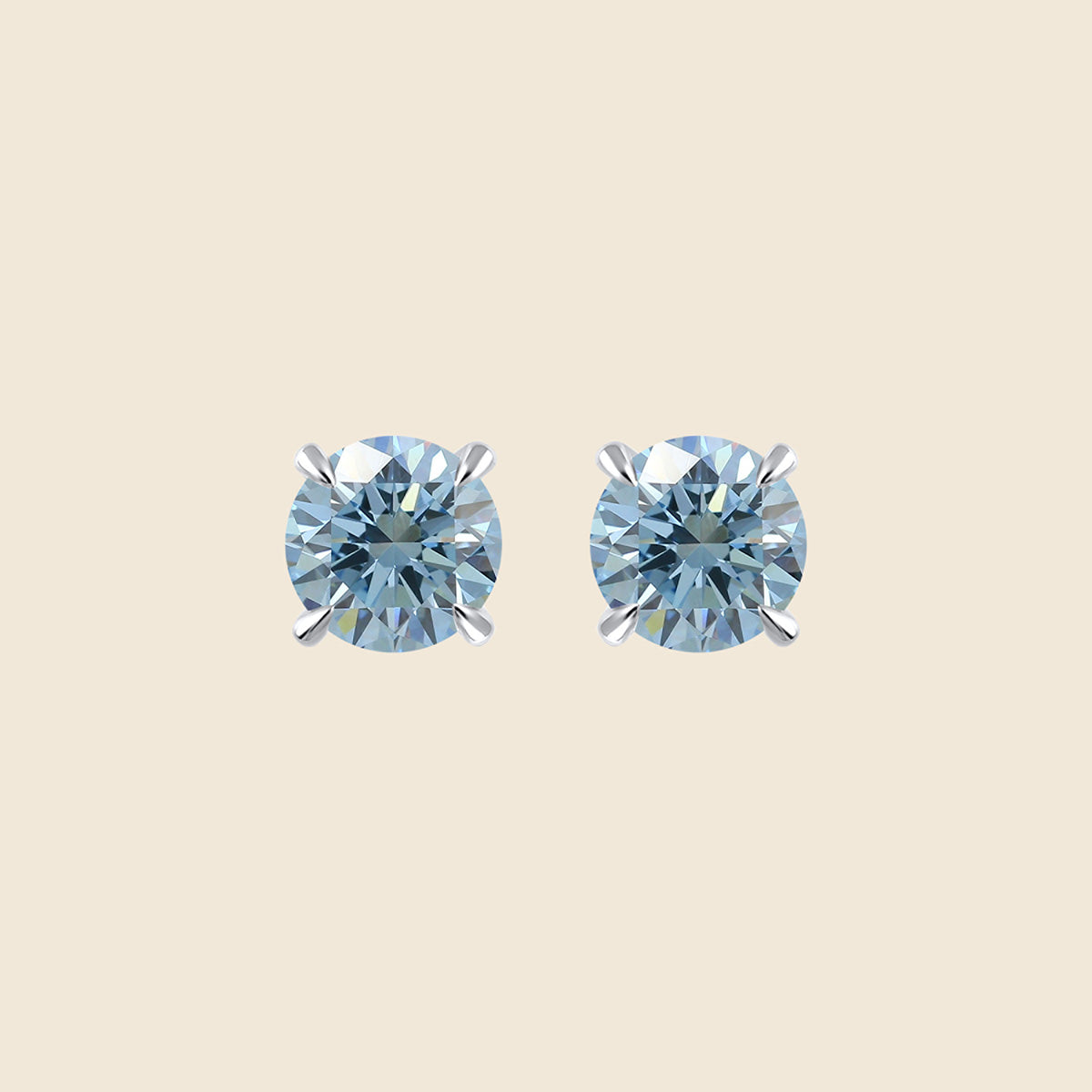 Weißgoldene Stecker mit blauem Lab-Diamanten