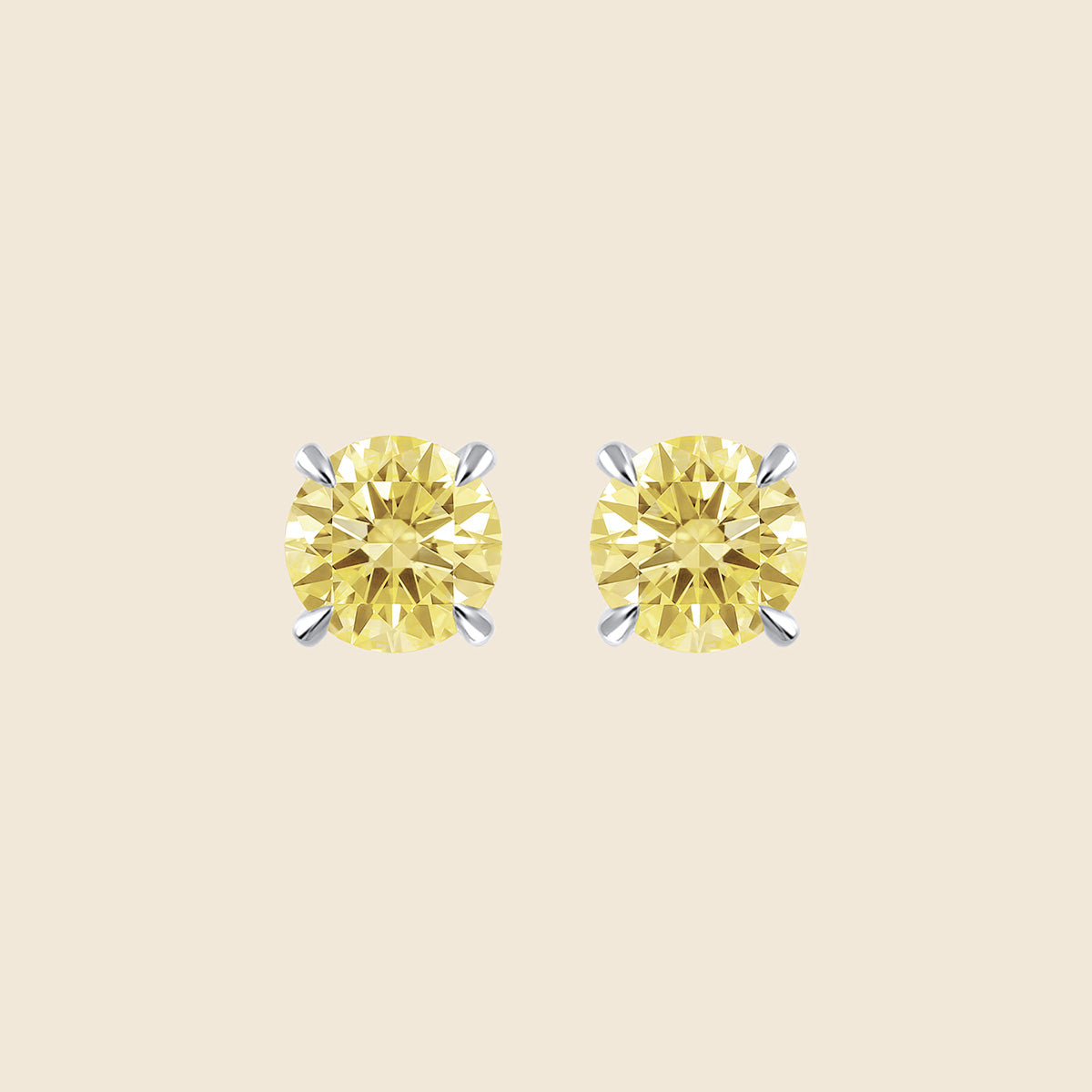 Weißgoldene Stecker mit gelbem Lab-Diamanten