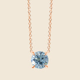 Rosegoldene Kette mit blauem Lab-Diamanten im Rundschliff