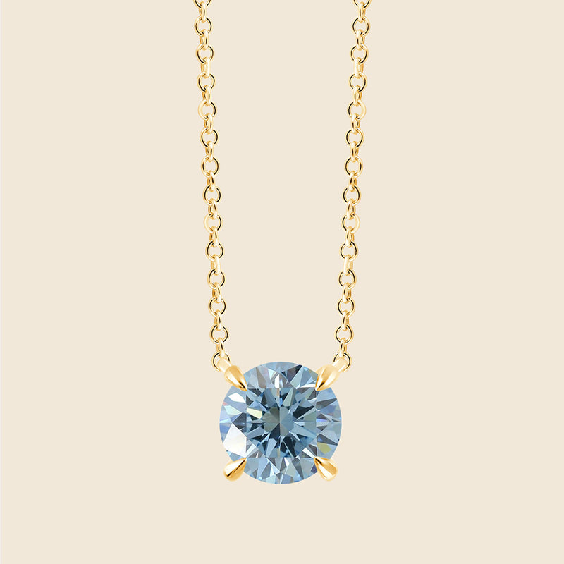 Gelbgoldene Kette mit blauem Lab-Diamanten