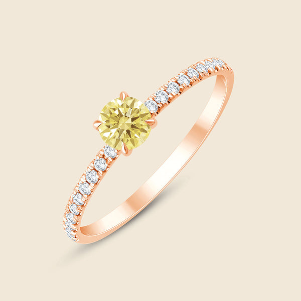 Ring in Rose mit gelbem Lab-Diamanten