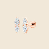 Piercing in Rosegold mit zwei Lab Diamanten