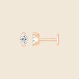 schlichtes rosegoldenes Piercing in 14k Gold mit Lab Diamant