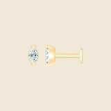 edles 14k Gold Piercing mit Lab Diamant in Zargenfassung