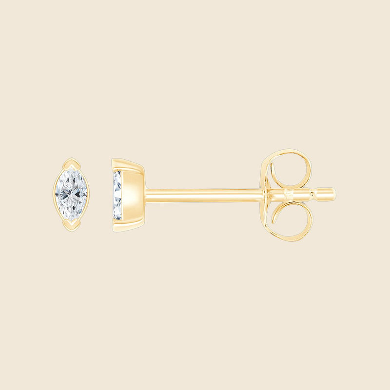 14k Gold Piercing mit Lab Diamant und butterfly Verschluss 