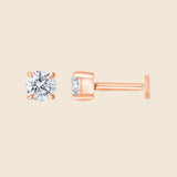 Piercing aus 14k Gold in Rosegold mit rundem Lab Diamanten in Krappenfassung