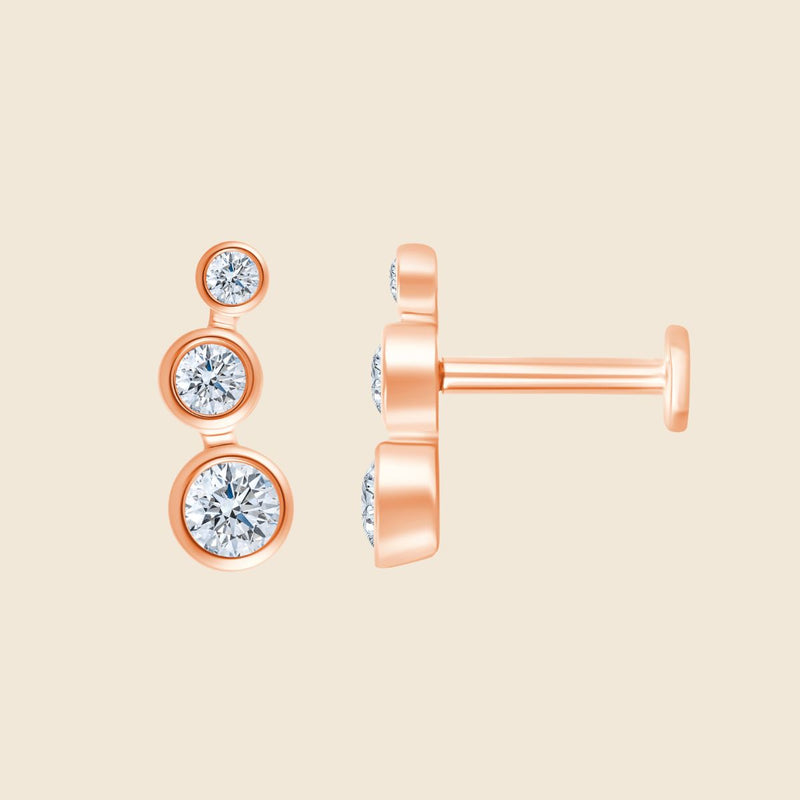 14k rosegoldenes Piercing mit Lab Diamanten