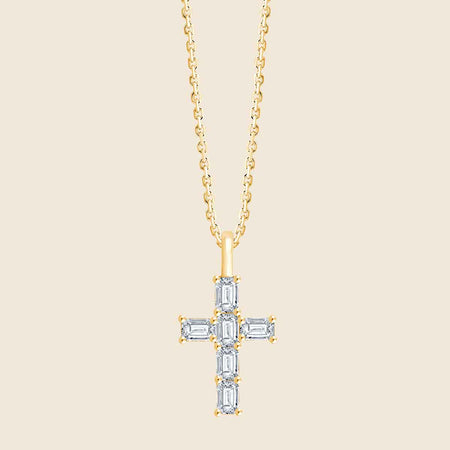 Lily Emerald Cross Necklace image
