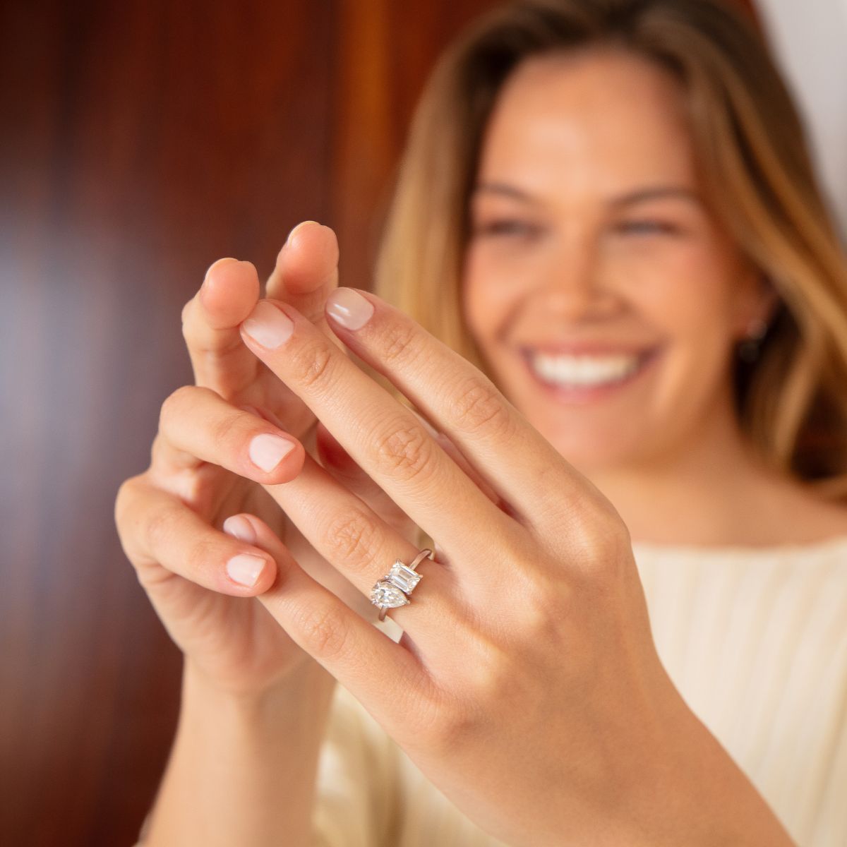 Toi et Moi Emerald Pear Ring