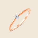 Verlobungsring in Rosegold mit schmalem Ringband und rundem zarten Labor Diamant in Bezelfassung