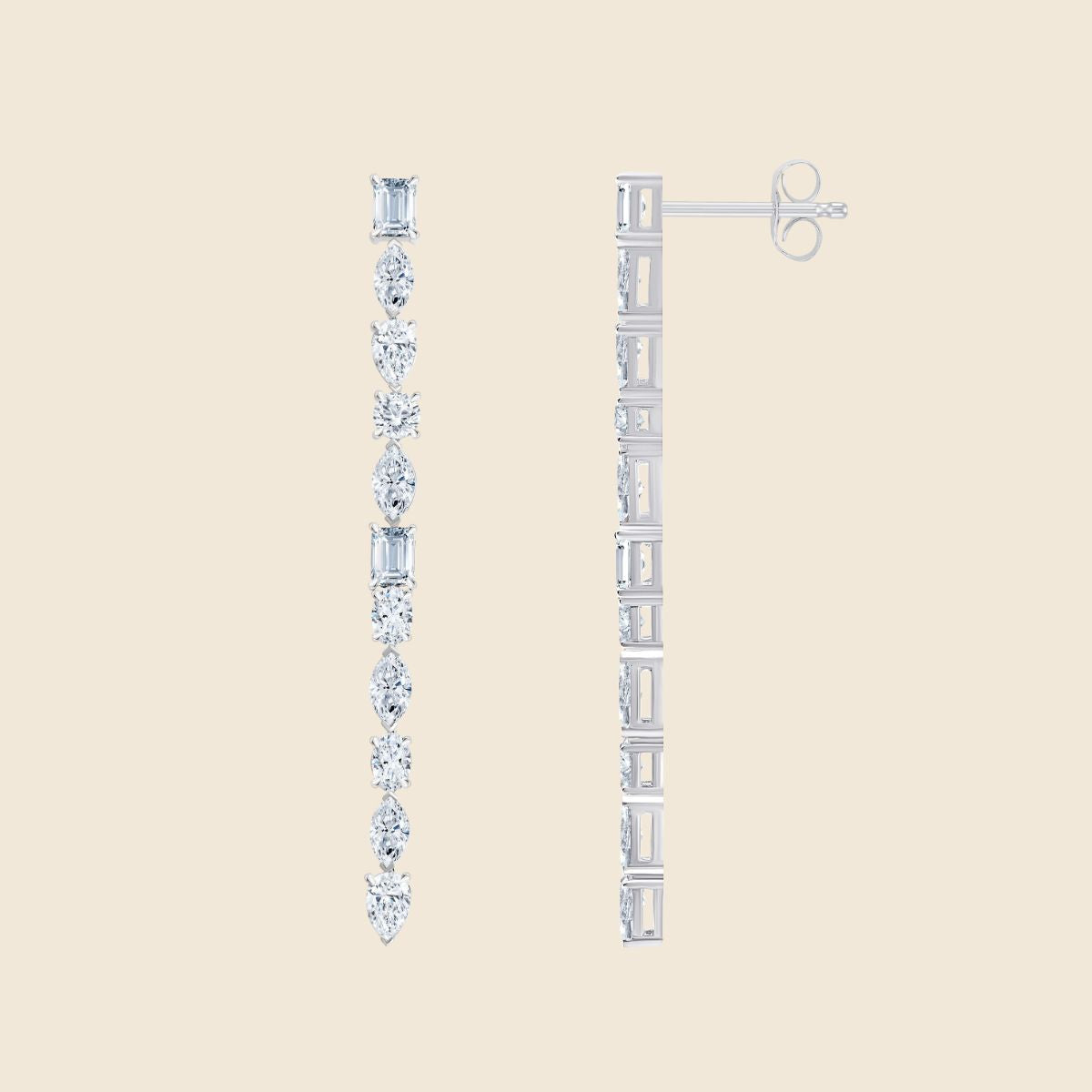 weißgoldene Ohrhänger mit Labor Diamanten mit verschiedenen Schliffen