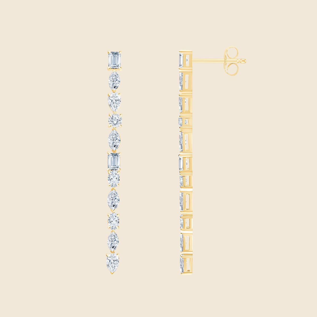 Ohrhänger in Gelbgold mit Diamanten in verschiedenen Schliffen