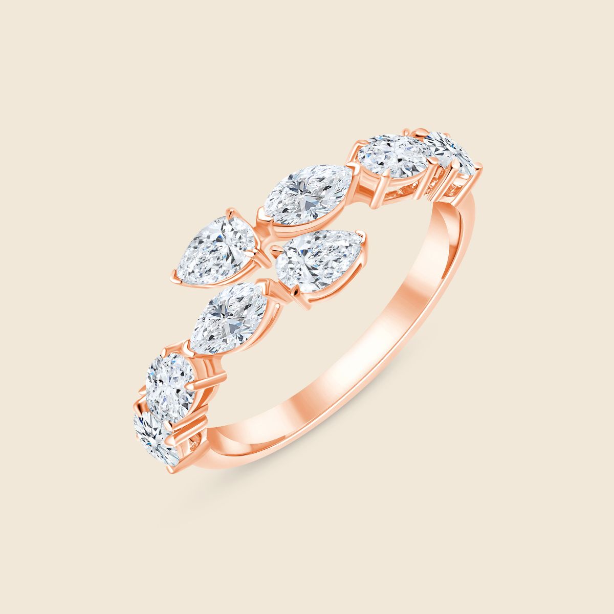 Rosegoldener Diamantenring in Wickeloptik mit Labor Diamanten in Krappenfassung