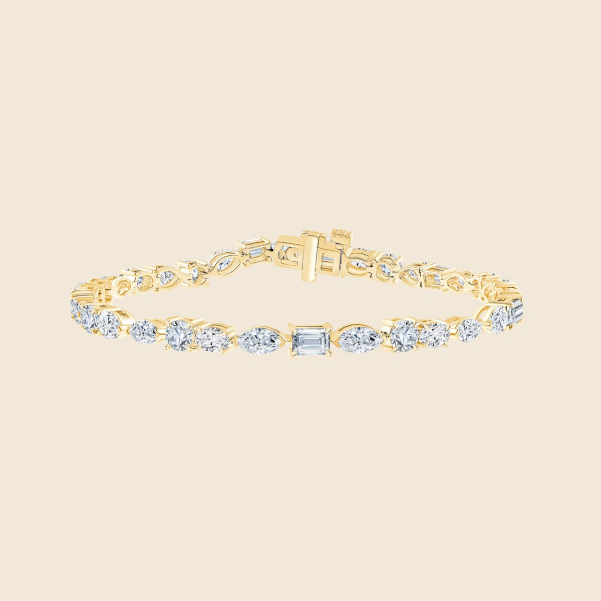 Tennis Armband in Gelbgold mit Labor Diamanten in besonderen Schliffen