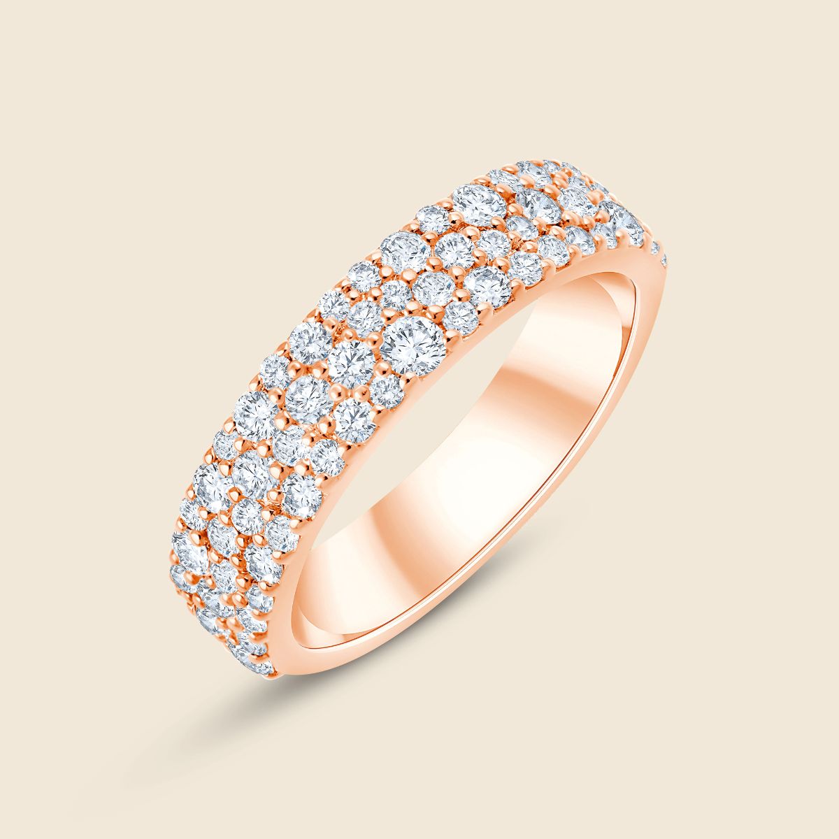 Silberring in Rosé mit Lab Diamanten im Rundschliff
