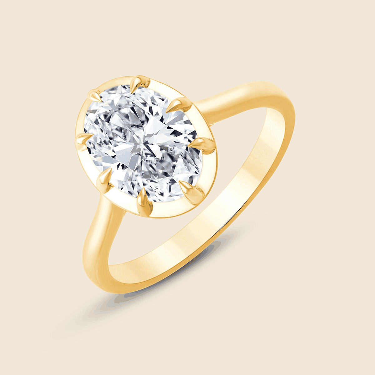 Verlobungsring aus Gelbgold mit 2 Carat Oval Lab Diamant