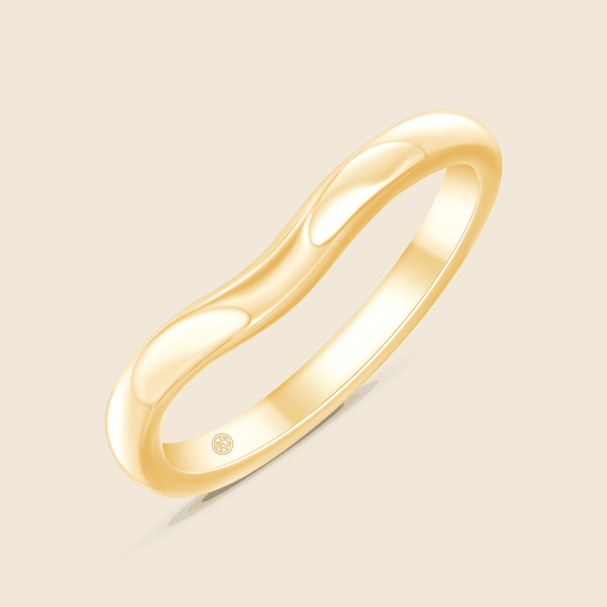 Gelbgold-Siegelring mit wellenförmiger Ringschiene