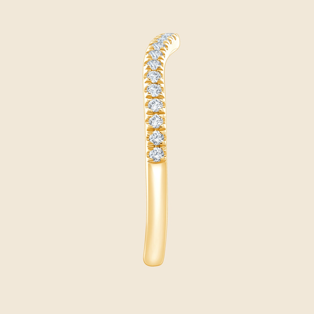 Gelbgold Ring mit kleinen Lab Diamanten in organischem Design, seitlich