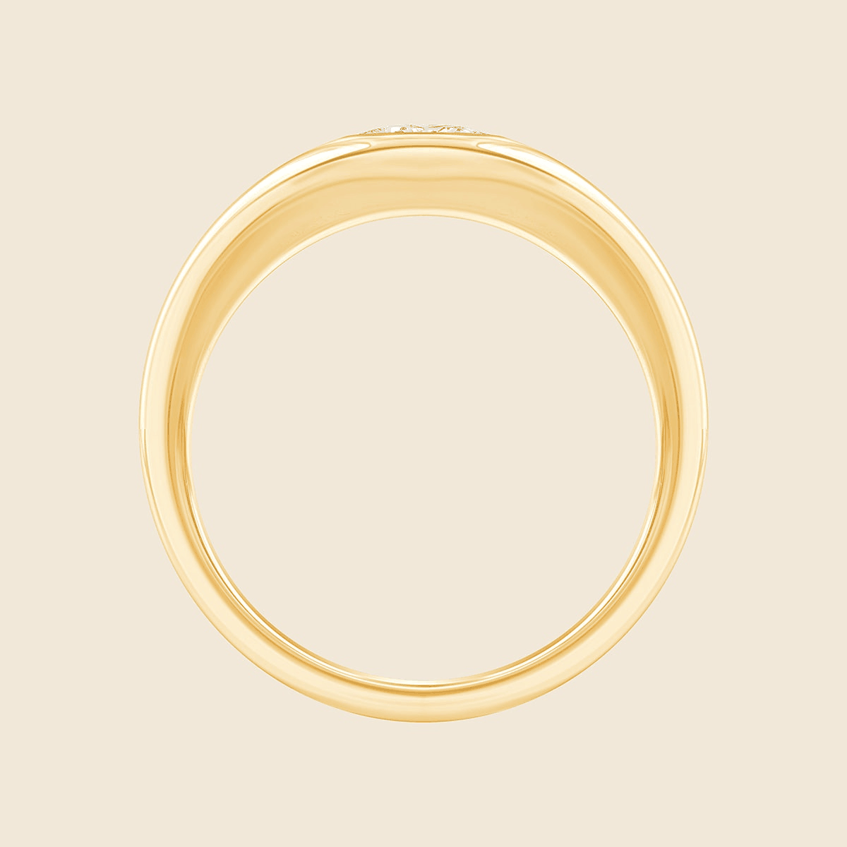 Siegelring aus Gelbgold mit Lab Diamant im Pear-Schliff, seitlich