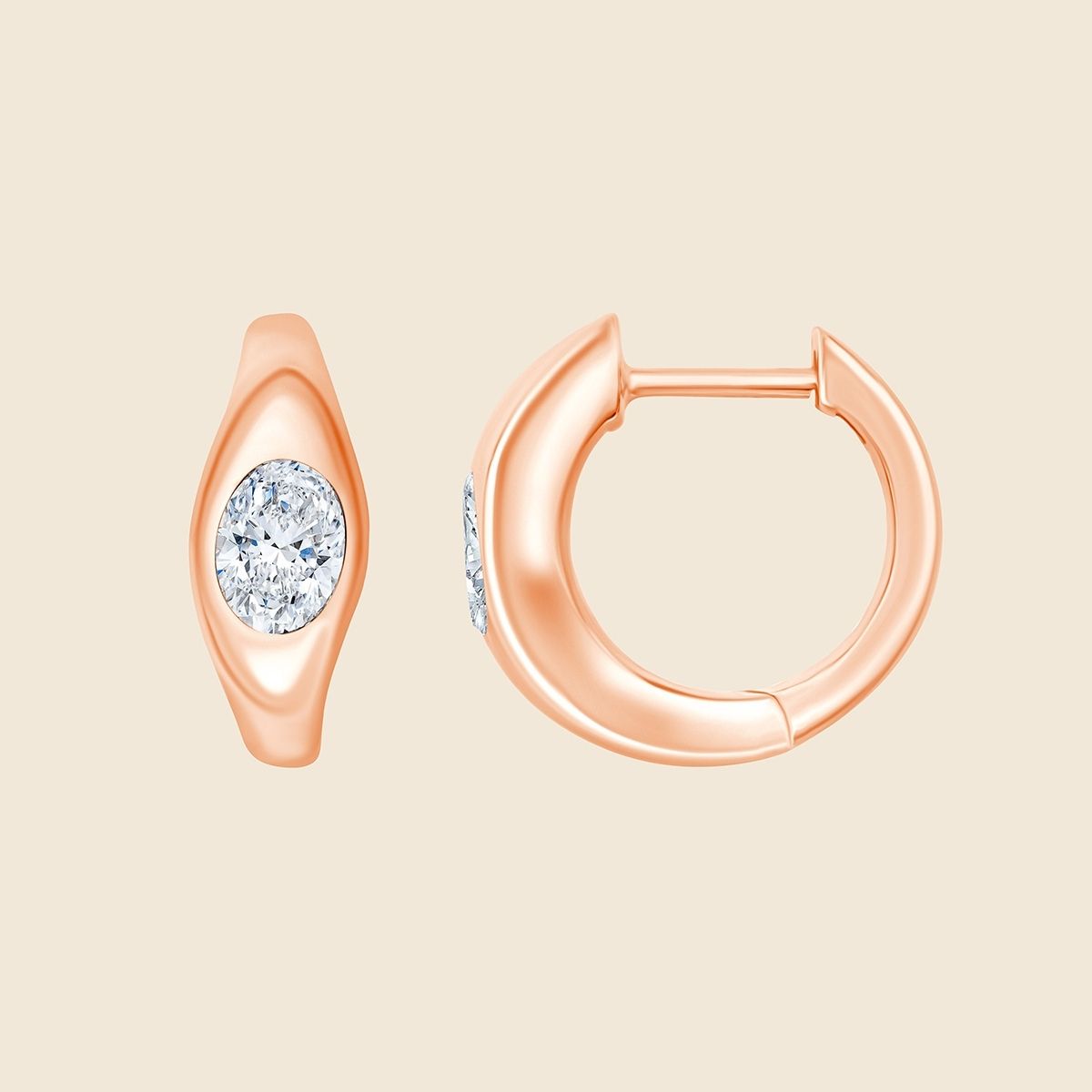 Rosékreolen mit zentralen Lab Diamanten in Ovalschliff