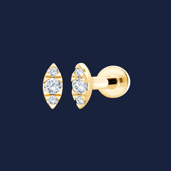 beliebter Diamantohrstecker mit 3 Diamanten