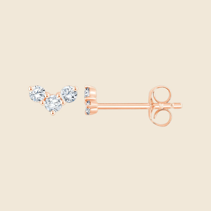 Piercing Rosegold mit drei Lab Diamanten und B Verschluss