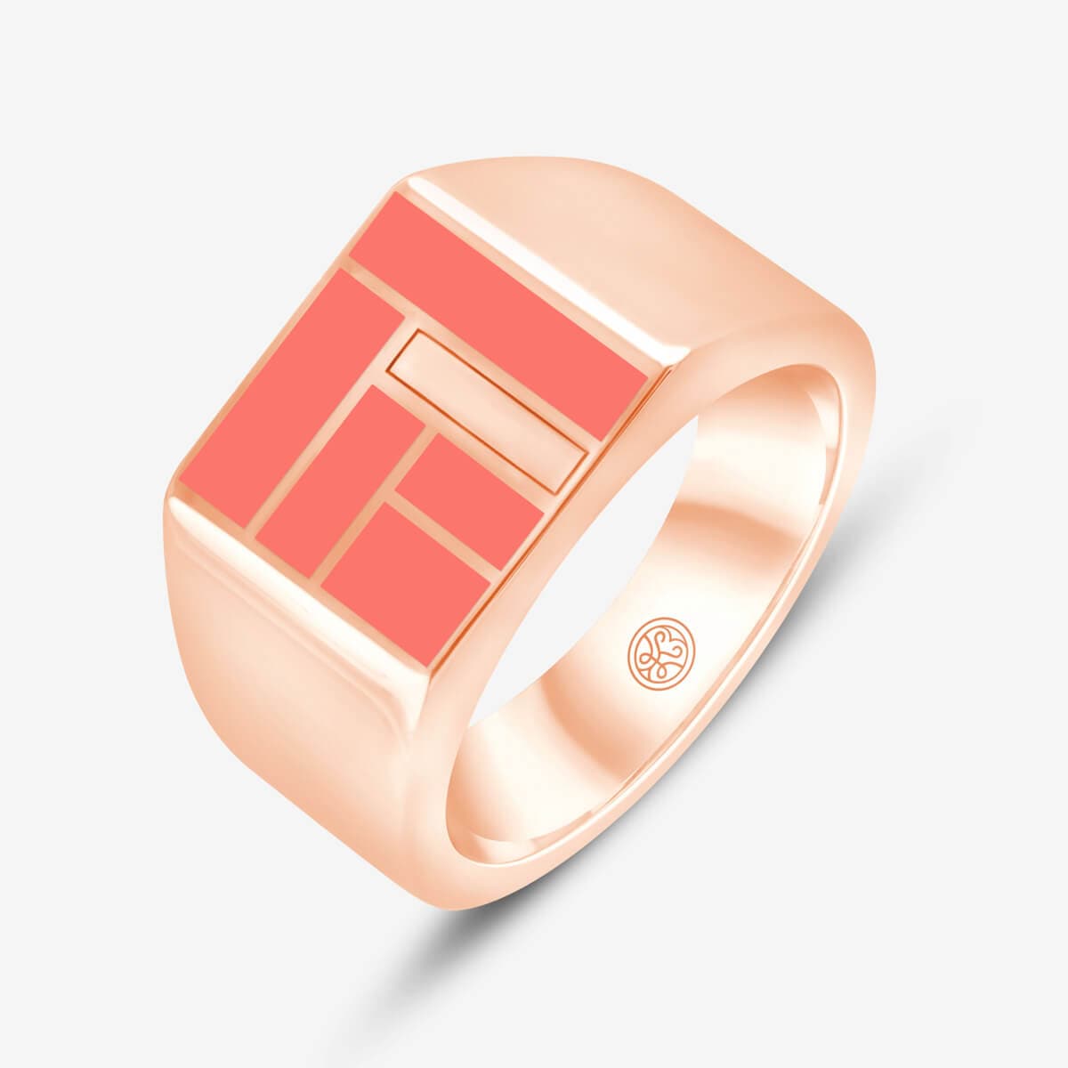 Silberbasierter rosegold Ring mit Korallfarben