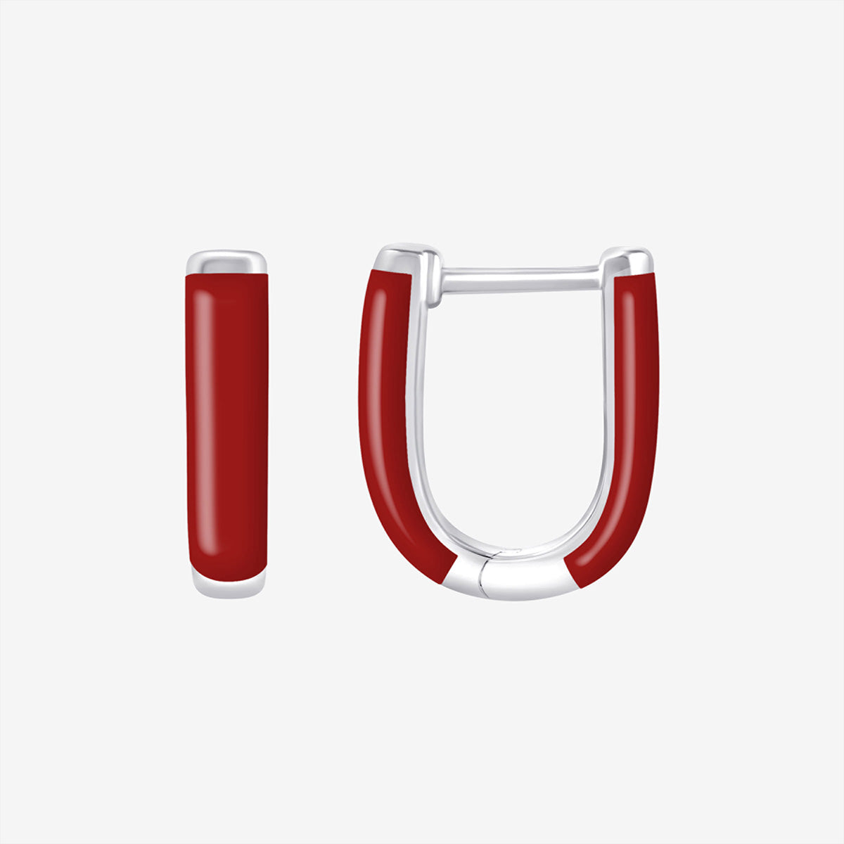 Sterling-Silber Kreolen in U-Form mit farbigem Detail