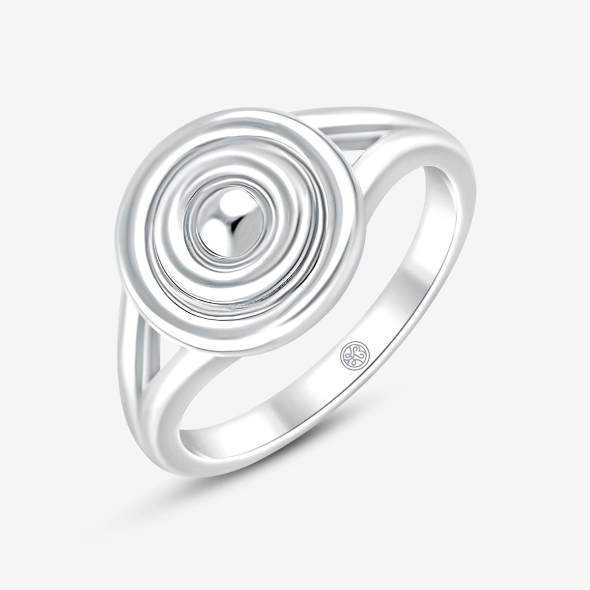 Silber Ring mit rundem, konzentrischem Kreisdesign auf der Ringschiene 