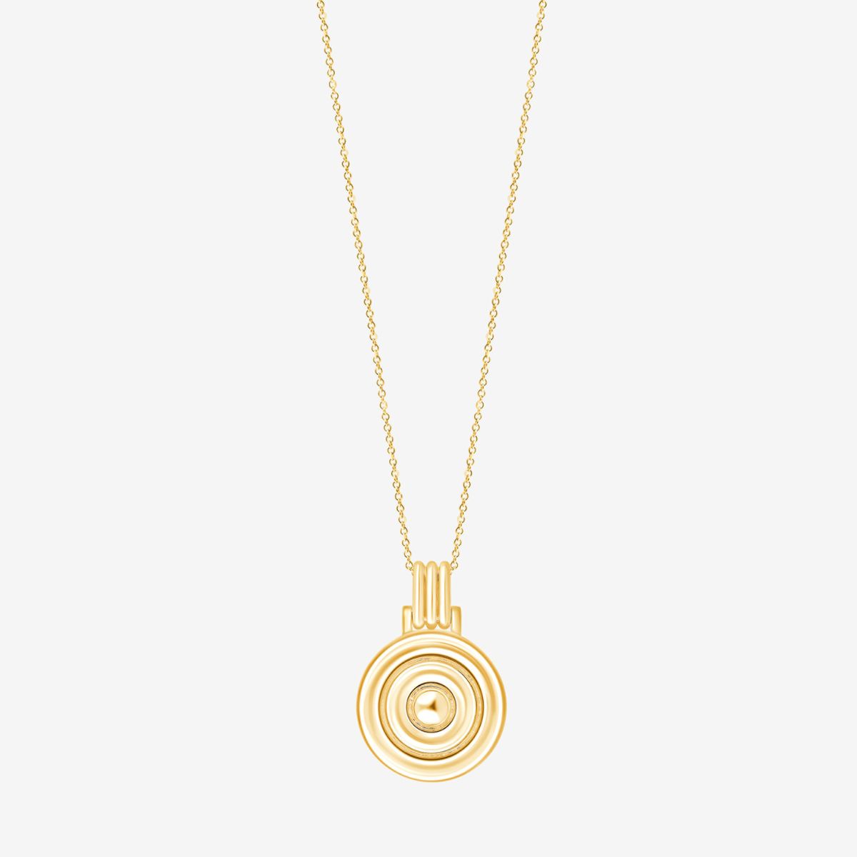 Goldene Kette mit rundem Anhänger in konzentrischem Ringdesign